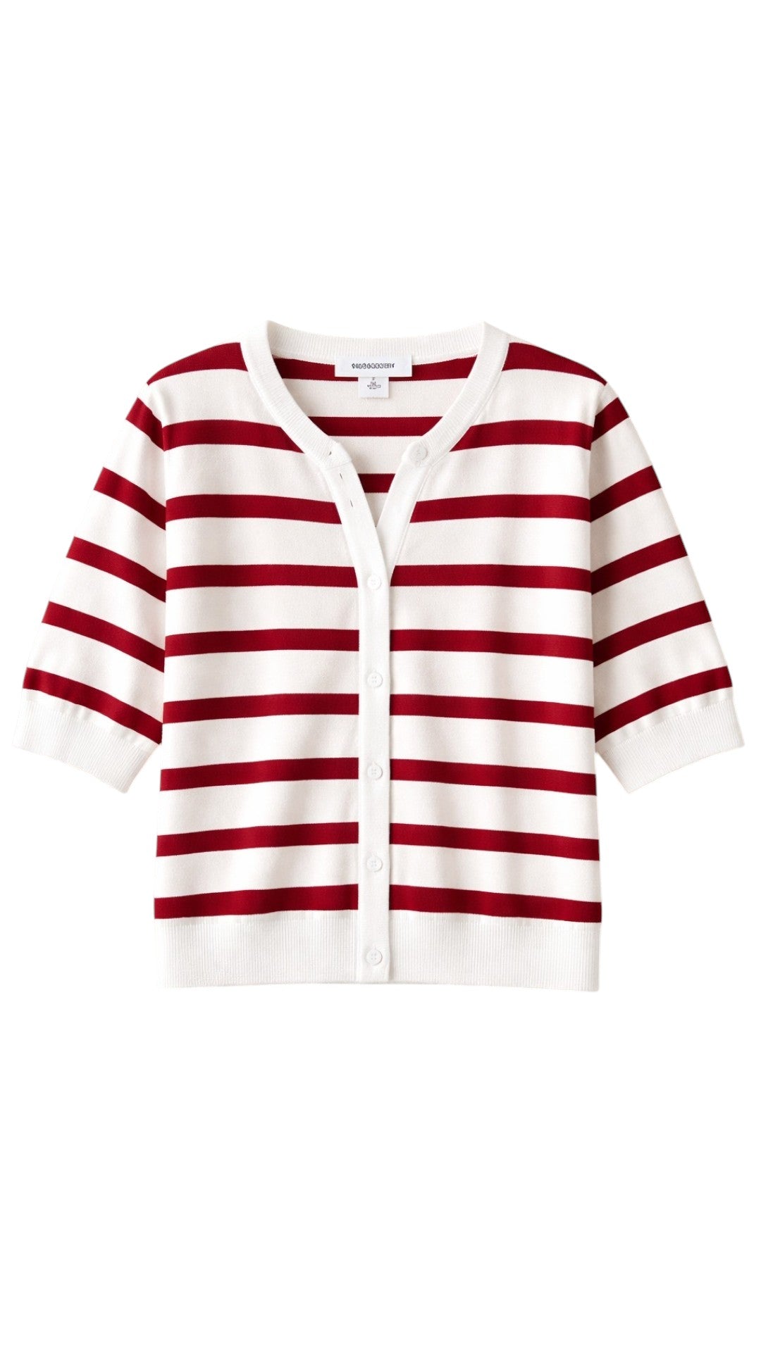 Cárdigan de Algodón a Rayas para Mujer con Escote en V