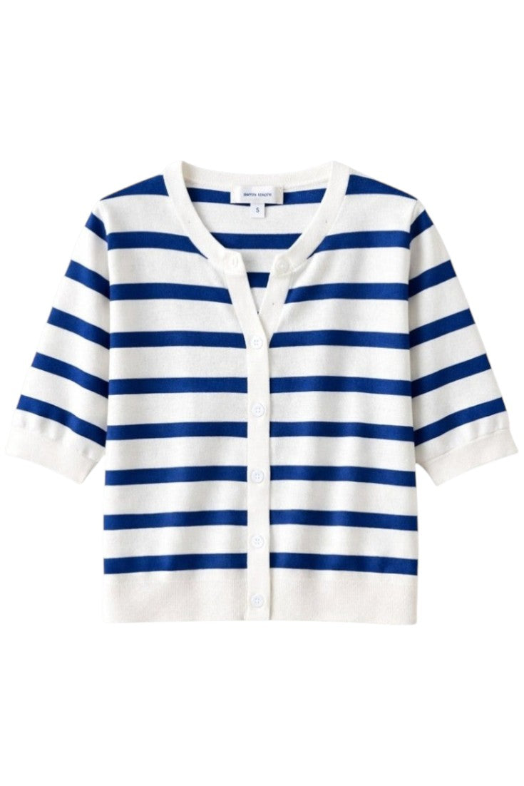 Cárdigan de Algodón a Rayas para Mujer con Escote en V