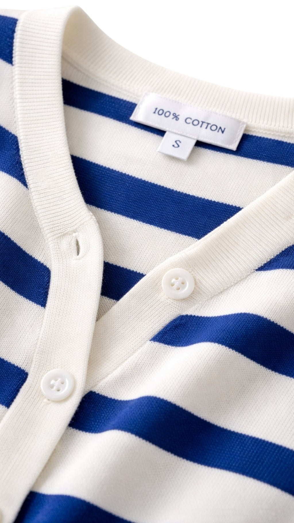 Cárdigan de Algodón a Rayas para Mujer con Escote en V